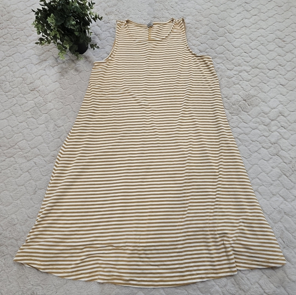 Old Navy White & Yellow Striped Sleeveless Knit Swing Tank, Size Medium